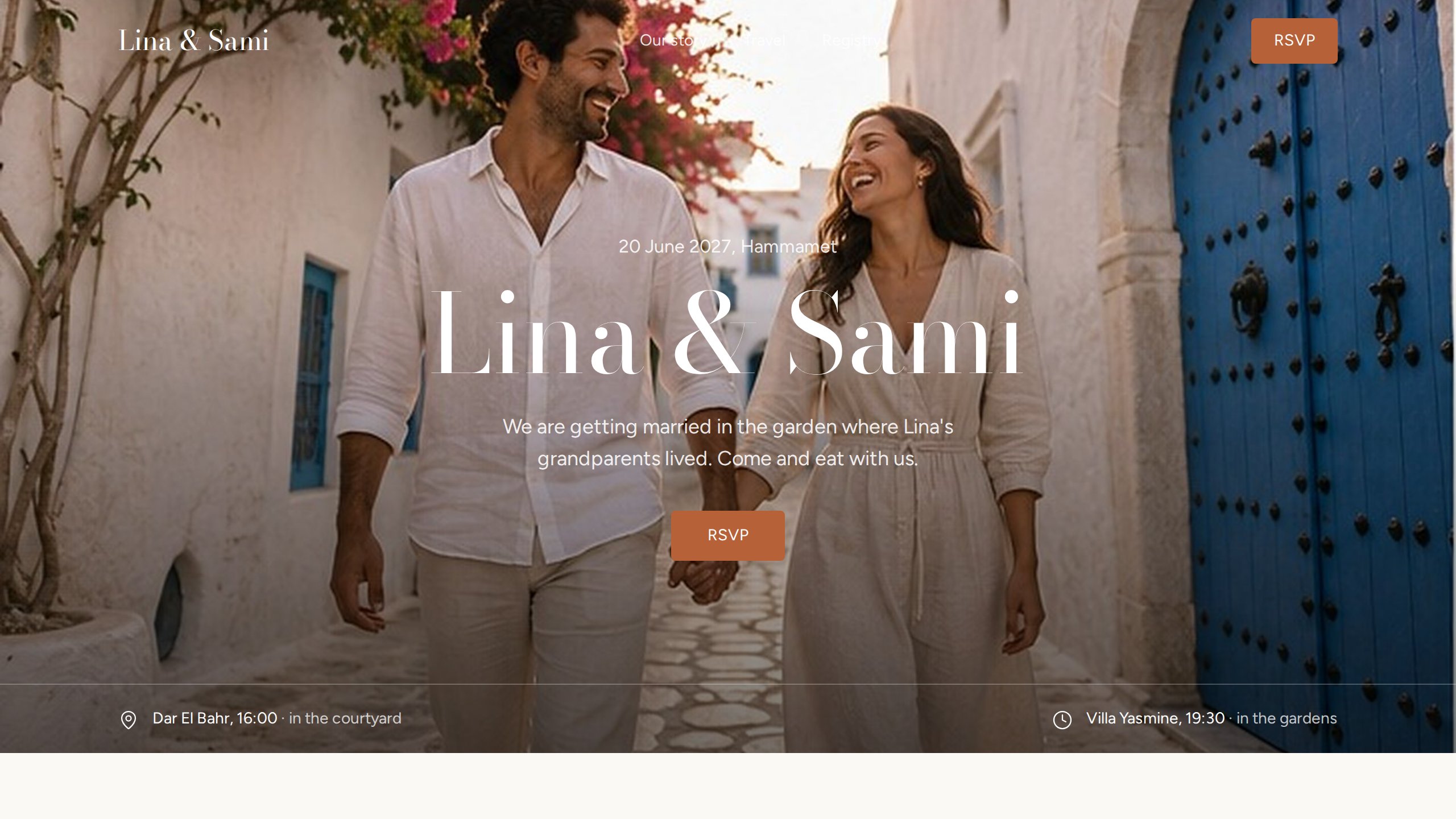 Lina & Sami, a wedding site, running